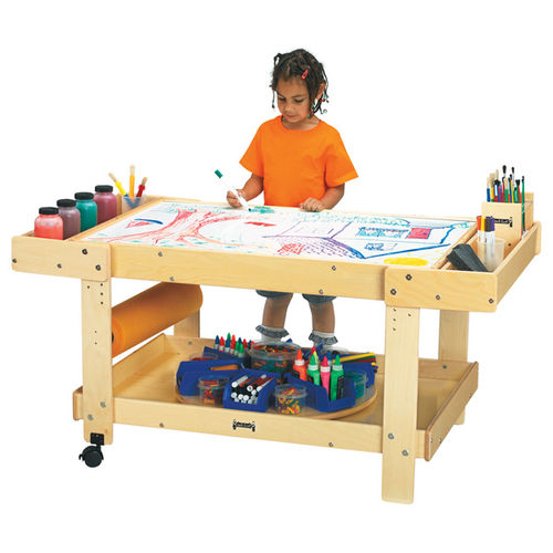 Table à dessin en contreplaqué - 58500JC   - Jonti-Craft, Inc. - rectangulaire / avec rangement / à roulettes