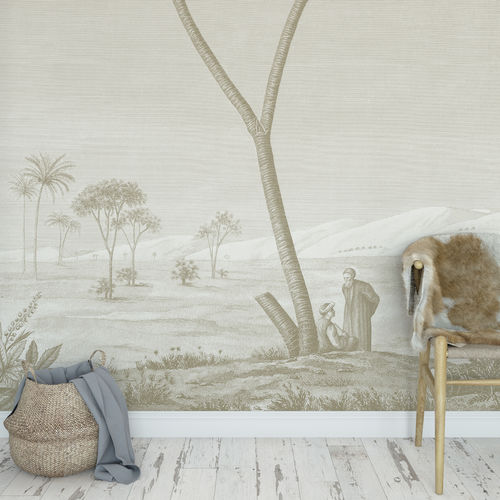 Papier peint classique - EGYPT - DOUM PALM - Papiers de Paris - scène / aspect tissu / sable