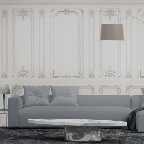 Papier peint classique - WOODWORK  - Papiers de Paris - à motif / à effet marbré / blanc