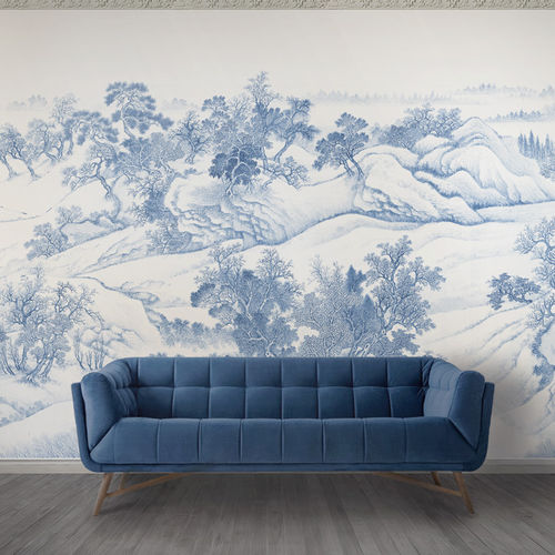 Papier peint contemporain - CHINESE MOUNTAINS - Papiers de Paris - en soie / chinoiserie / scène