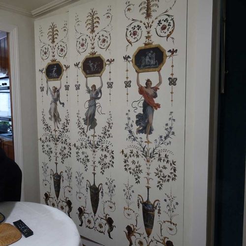 Panneau décoratif mural - BOUDOIR DE LA REINE - GROTESQUE N°4 - Papiers de Paris - de revêtement / à grande résistance / en bois