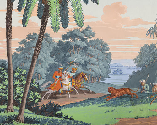 Papier peint de style - La Grande Chasse au Tigre dans l'Inde - Papiers de Paris - panoramique / aspect papier peint / sans PVC