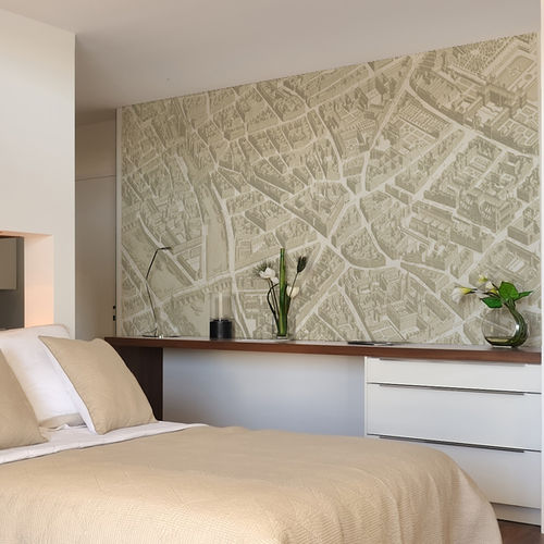 Papier peint contemporain - PARIS 1739 - Papiers de Paris - motif urbain / carte / scène