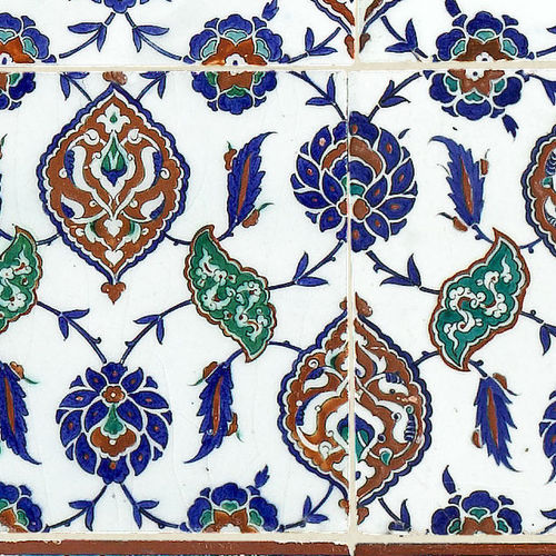 Papier peint oriental - ORIENT-T1 - Papiers de Paris - tableau de maître / motif faïence / aspect carrelage