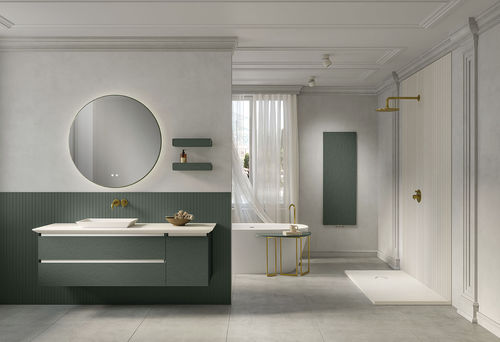 Meuble sous vasque simple - INGLET - Fiora - suspendu / en ardoise / design