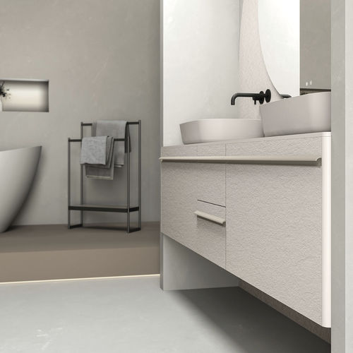 Meuble vasque double - CURVE - Fiora - à poser / en résine / design