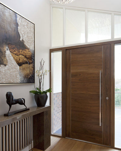 Porte d'entrée - OSLO E80 - Urban Front - en bois massif / à pivot / semi-vitrée