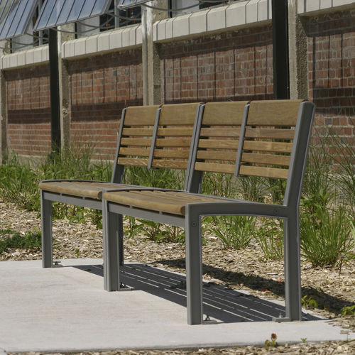 Banc public classique - MLB720 - Maglin Site Furniture - en ipé / en fonte d'aluminium / avec dossier