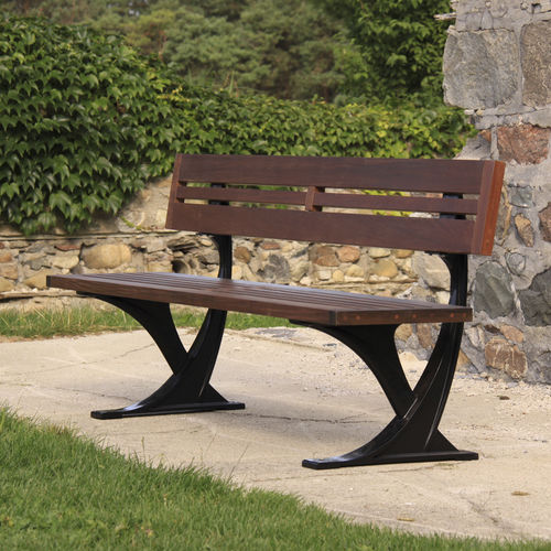 Banc public classique - MLB1200 - Maglin Site Furniture - en ipé / en fonte d'aluminium / en matériaux composites
