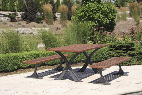 Ensemble table et bancs contemporain - MLPT1200 - Maglin Site Furniture - en bois / en aluminium / d'extérieur