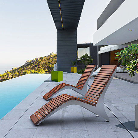 Bain de soleil contemporain - MCL720 - Maglin Site Furniture - en ipé / en acier / pour espace public