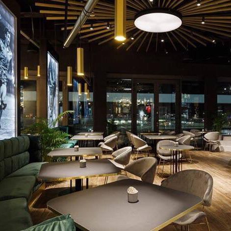 Ensemble table et chaises contemporain - ATEPAA / PENT. - d'intérieur / en bois / pour restaurant