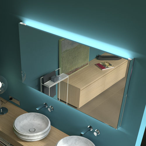 Miroir de salle de bain mural - NASTRO - SIGN - contemporain / rectangulaire / lumineux