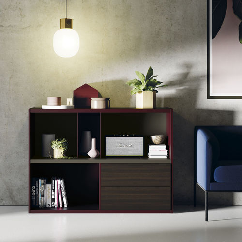 Bibliothèque modulable - Est102 - VIVE - MUEBLES VERGE S.L. - contemporaine / en bois laqué / en chêne