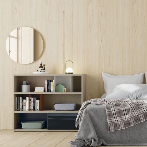 Bibliothèque modulable - EST106 - VIVE - MUEBLES VERGE S.L. - contemporaine / en bois laqué / en verre