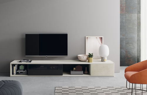 Ensemble TV mural contemporain - EST112 - VIVE - MUEBLES VERGE S.L. - en bois laqué / en verre / en céramique