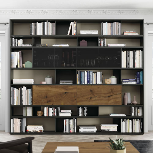 Bibliothèque haute - EST114 - VIVE - MUEBLES VERGE S.L. - contemporaine / en bois laqué / en chêne vieilli