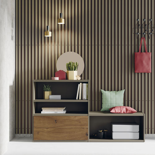 Bibliothèque modulable - EST120 - VIVE - MUEBLES VERGE S.L. - contemporaine / en bois laqué / en chêne vieilli