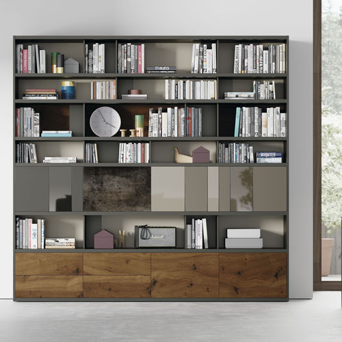 Bibliothèque modulable - EST122 - VIVE - MUEBLES VERGE S.L. - haute / contemporaine / en bois laqué