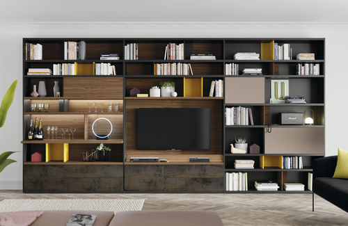 Bibliothèque modulable - EST123 - VIVE - MUEBLES VERGE S.L. - haute / contemporaine / en bois laqué
