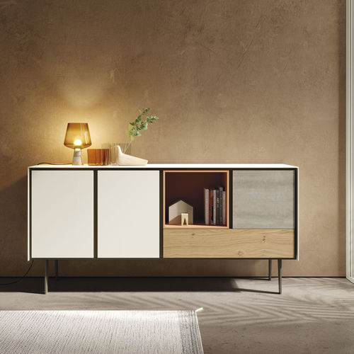 Buffet contemporain - BOOK 02 - VIVE - MUEBLES VERGE S.L. - en bois laqué / en chêne / en verre
