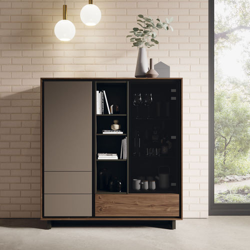 Buffet contemporain - BOOK 09 - VIVE - MUEBLES VERGE S.L. - en bois laqué / en noyer / en verre