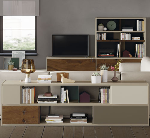 Bibliothèque modulable - EST117 - VIVE - MUEBLES VERGE S.L. - basse / contemporaine / en bois laqué