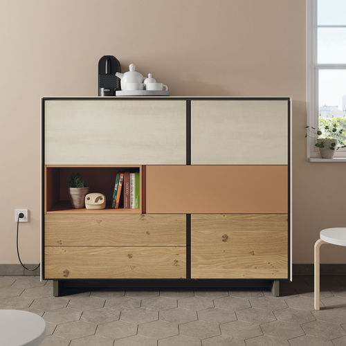 Buffet contemporain - BOOK 13 - VIVE - MUEBLES VERGE S.L. - en bois laqué / en chêne / en céramique