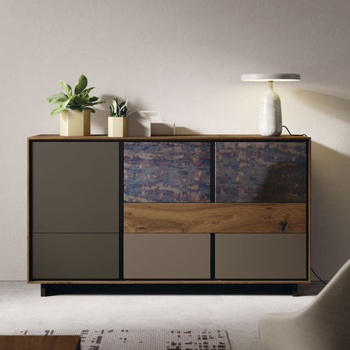 Buffet contemporain - BOOK 20 - VIVE - MUEBLES VERGE S.L. - en bois laqué / en chêne / en verre