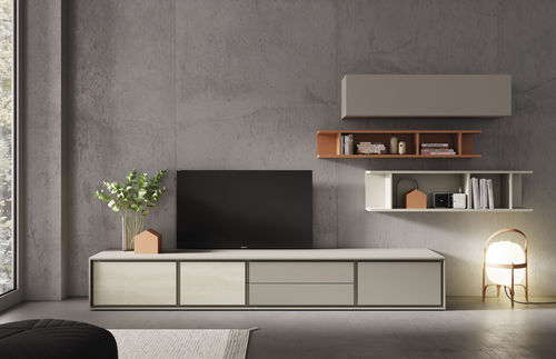 Ensemble TV mural contemporain - BOOK 25 - VIVE - MUEBLES VERGE S.L. - en bois laqué / en céramique