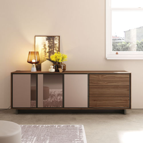 Buffet contemporain - BOOK 28 - VIVE - MUEBLES VERGE S.L. - en bois laqué / en noyer / modulaire