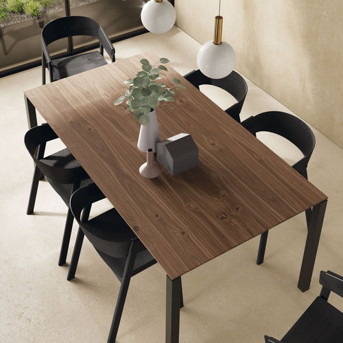 Table à manger contemporaine - 003 - VIVE - MUEBLES VERGE S.L. - en verre / en céramique / avec piètement en bois laqué