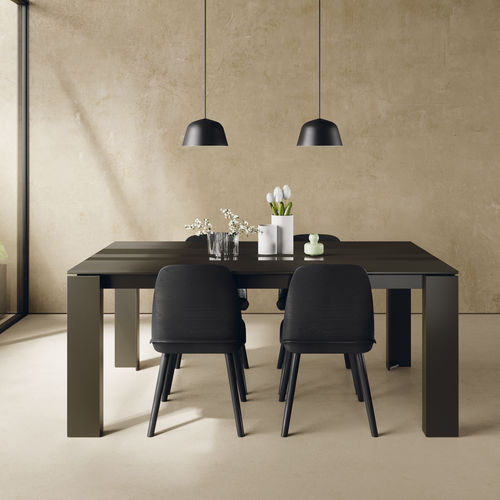 Table à manger contemporaine - 104 - VIVE - MUEBLES VERGE S.L. - en verre / en céramique / avec piètement en bois laqué