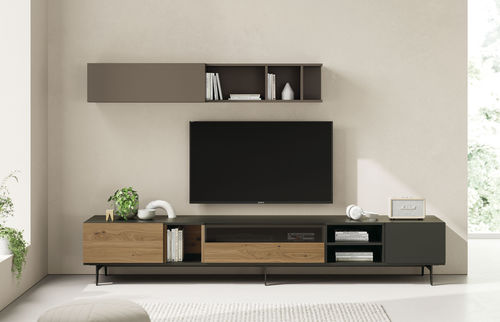 Ensemble mural de salon contemporain - ON SAL&Oacute;N 2 - VIVE - MUEBLES VERGE S.L. - en placage de bois / en bois laqué mat / en chêne naturel