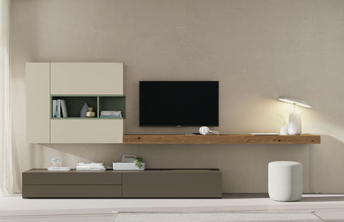 Ensemble mural de salon contemporain - ON SAL&Oacute;N 4 - VIVE - MUEBLES VERGE S.L. - en placage de bois / en bois laqué mat / en chêne naturel
