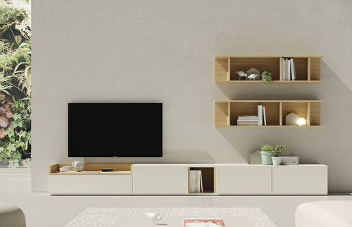 Ensemble mural de salon contemporain - ON SAL&Oacute;N 6 - VIVE - MUEBLES VERGE S.L. - en placage de bois / en bois laqué mat / en chêne naturel