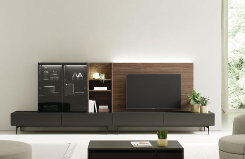 Ensemble mural de salon contemporain - ON SAL&Oacute;N 10 - VIVE - MUEBLES VERGE S.L. - en bois laqué / en placage de bois / en noyer