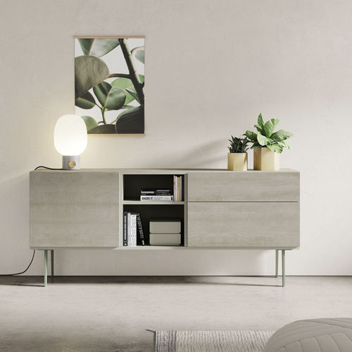Buffet contemporain - ON APARADOR 1 - VIVE - MUEBLES VERGE S.L. - en bois laqué mat / en céramique / avec étagère