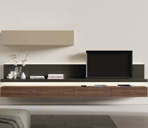 Ensemble mural de salon contemporain - ON SAL&Oacute;N 11 - VIVE - MUEBLES VERGE S.L. - en bois laqué mat / en noyer / avec tiroir