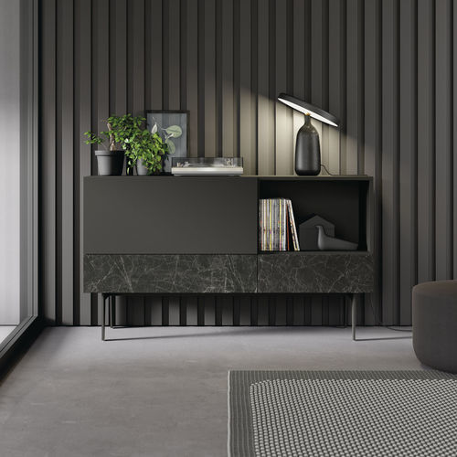 Buffet moderne - COMPACT APARADOR 5 - VIVE - MUEBLES VERGE S.L. - en bois laqué mat / en céramique / avec étagère