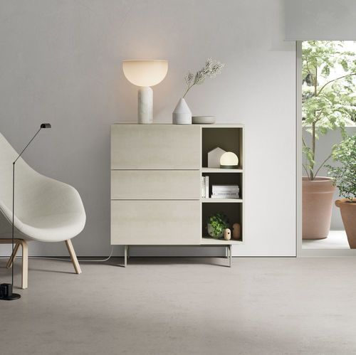Buffet moderne - COMPACT APARADOR 12 - VIVE - MUEBLES VERGE S.L. - en bois laqué mat / en céramique / avec étagère