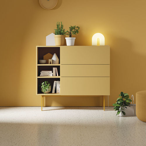 Buffet moderne - COMPACT APARADOR 16 - VIVE - MUEBLES VERGE S.L. - en bois laqué mat / avec étagère / avec tiroirs