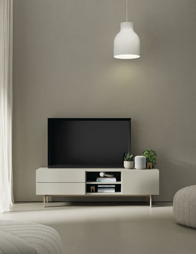 Meuble TV contemporain - COMPACT SALON 1 - VIVE - MUEBLES VERGE S.L. - avec tiroirs / avec étagères / en bois laqué mat