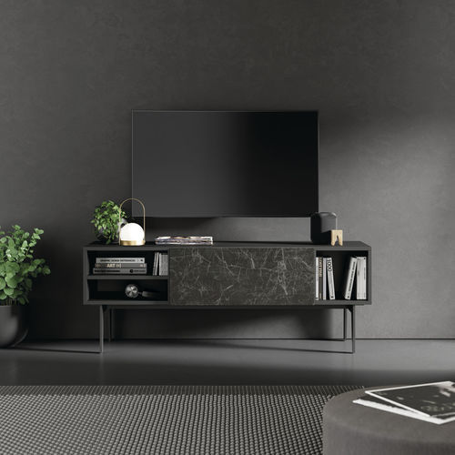 Meuble TV contemporain - COMPACT SALON 2 - VIVE - MUEBLES VERGE S.L. - avec tiroirs / avec rangement intégré / en bois laqué mat