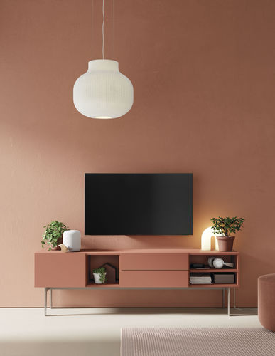 Meuble TV contemporain - COMPACT SALON 3 - VIVE - MUEBLES VERGE S.L. - avec tiroirs / avec rangement intégré / en bois laqué mat