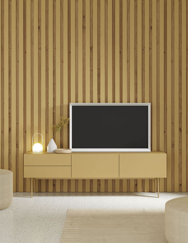 Ensemble mural de salon de style - COMPACT SALON 5 - VIVE - MUEBLES VERGE S.L. - en bois laqué mat / pour TV / avec tiroir