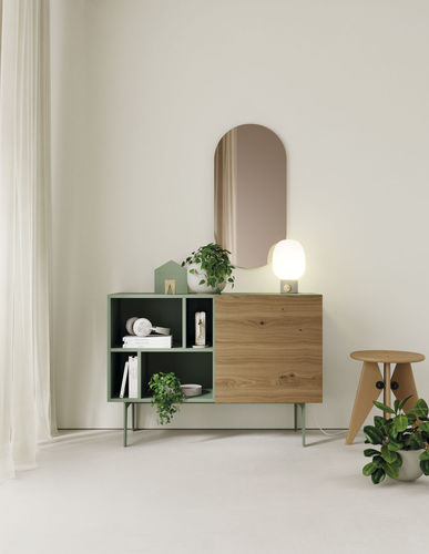 Buffet contemporain - COMPACT RECIBIDOR 2 - VIVE - MUEBLES VERGE S.L. - en chêne / en bois laqué mat / avec étagère