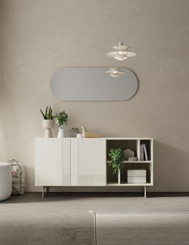 Buffet contemporain - COMPACT RECIBIDOR 4 - VIVE - MUEBLES VERGE S.L. - en bois laqué mat / en verre laqué / avec étagère