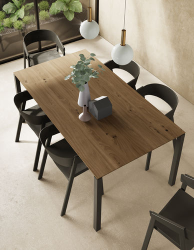 Table à manger contemporaine - TOP 007 - VIVE - MUEBLES VERGE S.L. - en chêne / en placage de bois / avec piètement en métal
