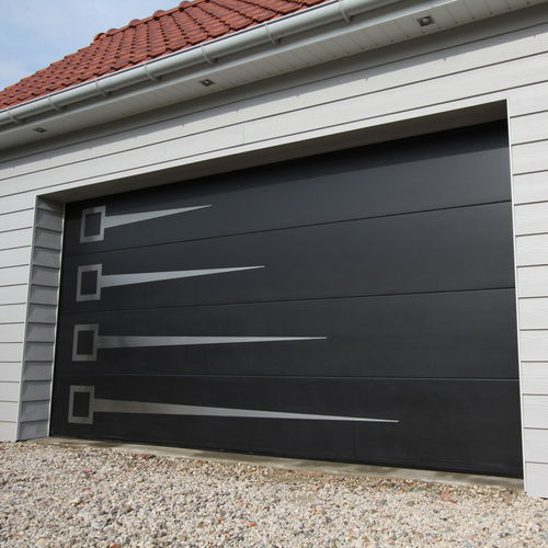 Porte de garage sectionnelle - 40 - SMF Services - en acier inoxydable / en mousse de polyuréthane / automatique